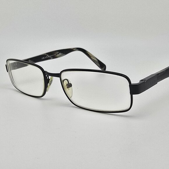 Prada VPR50O 1BO-1O1 Black Rectangular Eyeglasses Frame w/ Flexhinge Italy 54mm - Picture 1 of 12